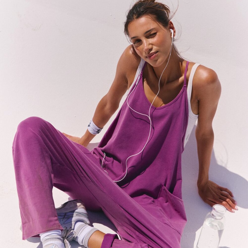 NWT Free People Movement Hot Shot Onesie in color Deep Mulberry - Picture 2 of 5